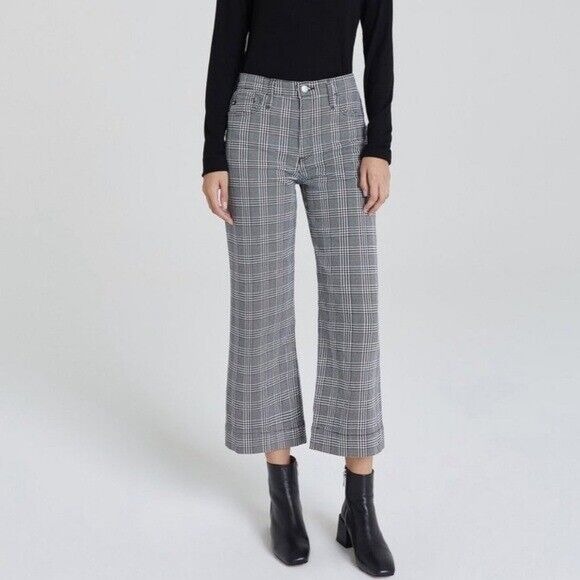 AG‎ 25 The Etta Boundless High Waisted Wide Leg Crop Houndstooth - Picture 1 of 12